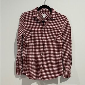 J. Crew Factory Red Gingham Cotton Button Down